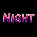 Vibrant Neon \'NIGHT\' Text on Black Background Royalty Free Stock Photo