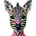 A striking hybrid portrait transforms a familiar zebra pattern into an electrifying statement of individuality. Royalty Free Stock Photo