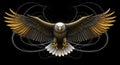 Eagle Wings Spread, Powerful Bird, American Bald Eagle Illustration Royalty Free Stock Photo