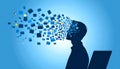 Data Overload: Silhouette of a Person with Exploding Data Royalty Free Stock Photo