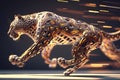 Leopard running on a dark background