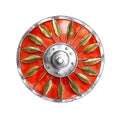 Roman Legionary Shield in Bold Red and Gold Colors Royalty Free Stock Photo