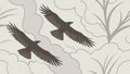 Two Eagles Soaring Over Winter Forest: Strength and Resilience, vector design Generative AI Royalty Free Stock Photo