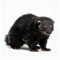 Close-up portrait of a captivating binturong, showcasing its unique features and textured fur on white background Royalty Free Stock Photo