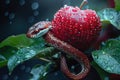 Original Sin: Forbidden Fruit on Dark Tree Branch with Snake