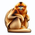 Image of isolated golden snub-nosed monkey against pure white background, ideal for presentations