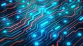 A striking image of a circuit board featuring luminous blue elements against a dark blue backdrop, epitomizing tech and innovation Royalty Free Stock Photo