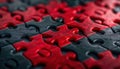 The Power of Collaboration Puzzle Pieces in Red and Black Symbolic of Partnership, Trust, and Mutual Success Royalty Free Stock Photo