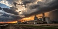 Dramatic Sky Over Sawmill Royalty Free Stock Photo