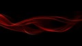 Vibrant Red Abstract Smoke Wave Flowing Lines on Black Background Modern Digital Graphic Design Element Royalty Free Stock Photo