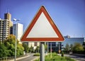 Empty Inverted Triangle Traffic Sign: A Blank Canvas for Road Safety Messaging in Urban Environments