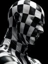 Male mannequin with black and white checkered pattern on dark background Royalty Free Stock Photo