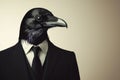 Elegant Raven in Classic Black Suit Portrait Royalty Free Stock Photo
