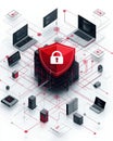 Unique Red Pad Displaying Multiple Pads Symbolizing Cybersecurity Principles of Data Protection and Privacy