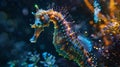 vibrant bioluminescent seahorse underwater Royalty Free Stock Photo