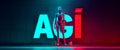 AGI Humanoid Robot in Neon Cyberpunk Setting Royalty Free Stock Photo