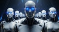 Robots in a Row Futuristic AI, Artificial Intelligence Concept, Cyborgs, Technology Royalty Free Stock Photo