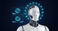 Futuristic Robot with AI Interface Royalty Free Stock Photo