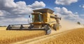 The Striking Image of a Large Agricultural Machine Working the Field