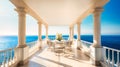 A striking image of a lavish terrace with a spectacular ocean view,