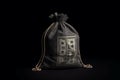 Money bag with dollars on a dark background. The concept of financial crisis Ai Generative