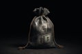 Money bag with dollars on a dark background. The concept of financial crisis Ai Generative Royalty Free Stock Photo