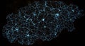 Abstract blue neural network glowing on a dark background Royalty Free Stock Photo
