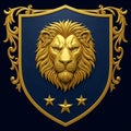 Ornate Heraldic Lion Crest with Golden Accents Royalty Free Stock Photo