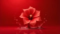 Elegant red flower blooming in liquid with fluid splash Royalty Free Stock Photo