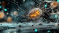 Exploring Cellular Dynamics: A Captivating Close-Up of a Cell Filled with Intriguing Sparks in an Artistic X-Ray Perspective