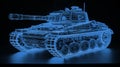 Glowing Wireframe of a Tank
