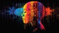 Vibrant Brain Silhouette with Color-Coded Illustration