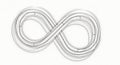 Elegant infinity loop sculpture casts dynamic shadows on a clean white background Royalty Free Stock Photo