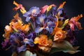 Striking Iris bouquet wedding. Generate Ai