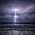 Striking lightning over the ocean Royalty Free Stock Photo