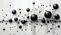 Striking Metaballs Pattern on White Backdrop Black Liquid Connected Circle Dots Illuminating a Mesmerizing Scene of Mystique and