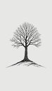 Minimalist Bare Tree Silhouette Illustration Royalty Free Stock Photo