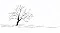 Minimalist Continuous Line Art Tree on White Background Royalty Free Stock Photo