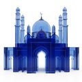 Blue Crystal Mosque Model with Minarets and Dome glass architecture Royalty Free Stock Photo