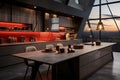 Striking modern kitchen with sleek design and bold aesthetics