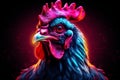 Striking Neon chicken bird portrait. Generate Ai Royalty Free Stock Photo