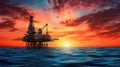 striking oil rig silhouette Royalty Free Stock Photo