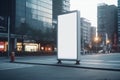Striking outdoor advertising mockup, blank vertical billboard on city street