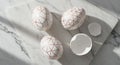 Elegant white eggs with geometric rose gold design Royalty Free Stock Photo