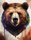 Painting of Bears Head on White Background. Generative AI. Royalty Free Stock Photo