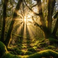 A striking pattern of light and shadow enhancing the forest s Royalty Free Stock Photo