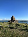 Ancient Armenian monastery overlooking Lake Sevan in the Caucasus region Royalty Free Stock Photo