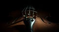 Vintage violin detail illuminated in darkness Royalty Free Stock Photo