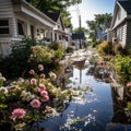 Suburban Deluge: Devastating Floodwaters Engulf Neighborhood