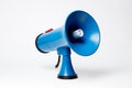 Vibrant Blue Megaphone on White